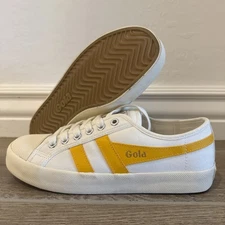 Gola Classics Men's Badminton Plimsoll Sneaker Off White/Yellow Size 7