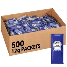 Heinz Mayonnaise Single Serve Packets 500 Count Creamy Condiment for On the Go