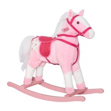 Kids Ride On Toys Plush Wooden Baby Rocking Horse for Toddlers 1-3 Birthday Gift