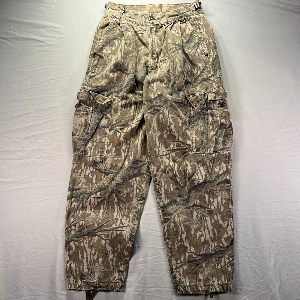 Pantalones Camuflaje Vintage Niños Grandes 27x28 Verde Roble Musgo Caza Exterior Años 90 Foto 2 de 4