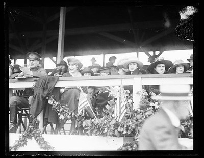 Photo:Horse Show Grandstand Audience 1910s Spectators Flags Hats