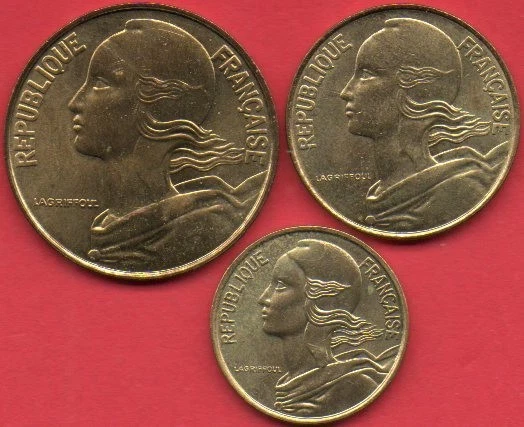 3 X 5 , 10 , 20 centimes MARIANNE 1996 abeille - Photo 2/2
