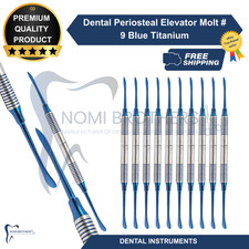 New 10 PCS Molt 9 Periosteal Elevator Blue Titanium Coated Double Ended Hollow
