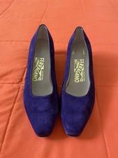 Salvatore Ferragamo Plum Purple Suede Classic Low Heel Pump Shoes Size 5.5B