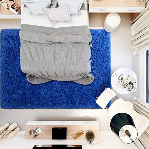 Fluffy Area Rugs for Bedroom Living Room, 4x5.3 Soft Plush 4x5.3 Feet Navy - Picture 6 of 6