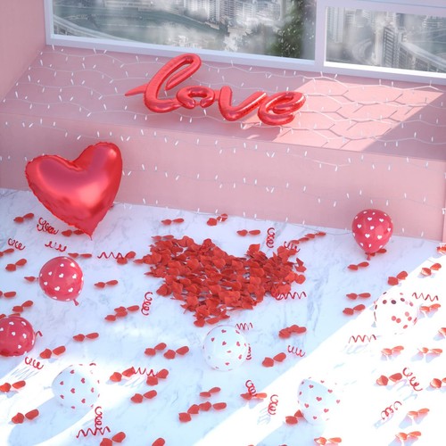 Valentine's Day Balloons Kit - I Love You Balloons, White Red Heart Balloons,... - Picture 8 of 8