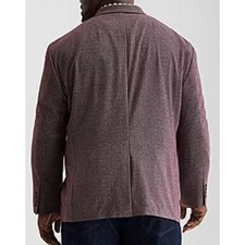 Stafford Mens Burgundy Herringbone Stretch Sport Coat Blazer 46 Short NEW