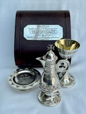 Fine Victorian Solid Sterling Silver Travelling 3 Piece Holy Communion Set
