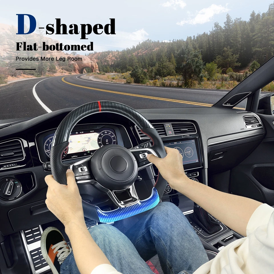 Volante de fibra de carbono Hydro Dip para Volkswagen Golf MK7 GTI/R 2015-2019 Foto 3 de 4