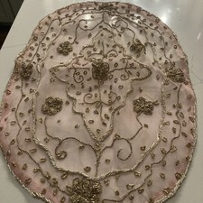 Champagne Gold Lace 3d Floral Flowers Embroidered Fabric 7ftX7ft