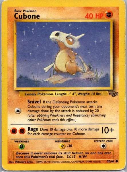 Cubone 50/64 Jungle Common LP Pokemon TCG