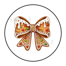30 Cute Christmas Gingerbread Bow stickers labels tags envelope seals