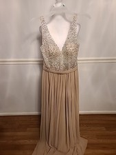 Rosemore Couture Rhinestone Wedding Prom Dress Sheer Back Sleeveless Size Medium