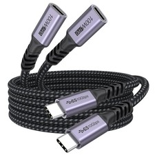 USB C Extension Cable 6ft 2-Pack USB 3.2 Gen2 10Gbps 100W 4K Video Female