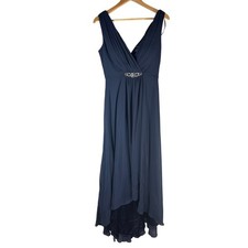 Eliza J Crystal Detail High-Low Party Formal Gown Size US 4 Navy