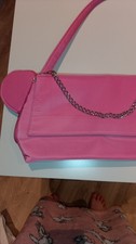 Primark Women's Pink Shoulder Bag with Metal Chain Detail