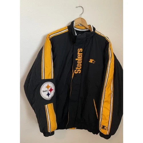 Vintage 90s Starter Pro Line Pittsburgh Steelers Puffer Jacket Big Logo NFL XL image 4