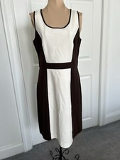 Ann Taylor LOFT Women's Dress Sleeveless Scoop Neck Brown/Cream Color-block Sz 2