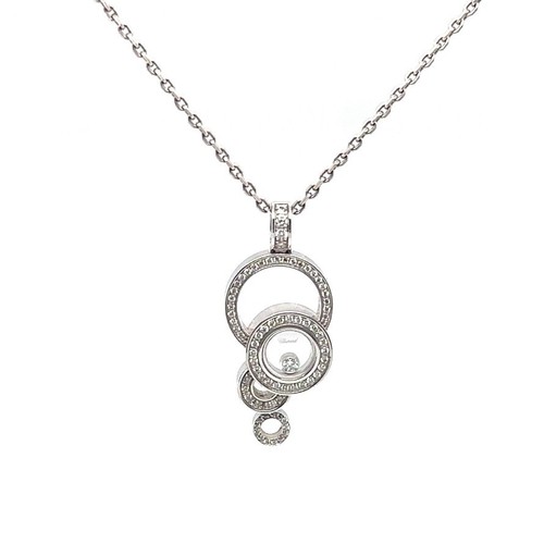 Authentic Chopard Happy Diamonds Bubble Pendant 18ct White Gold Box & Cert