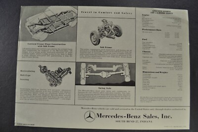 1960 Mercedes Benz 190 Sedan Sales Brochure Sheet Nice Original 60