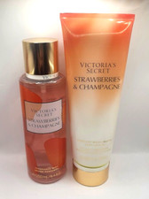 VICTORIA'S SECRET STRAWBERRIES  CHAMPAGNE BODY MIST  LOTION SET OF 2 