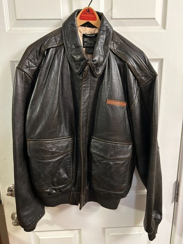 ✰ SACK TIME Nose Art ✰ AVIREX Replica A-2 Leather Flight/”Bomber” Jacket ✰ XL VG - Picture 4 of 24