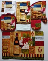 Kitchen Wine Red Linen Placemat 7 Pc Set Select: Cloths Mitt Holders Towel Mat Kitchen Wine Red Linen Placemat 7 Pc Set Select: Cloths Mitt Holders Towel Mat