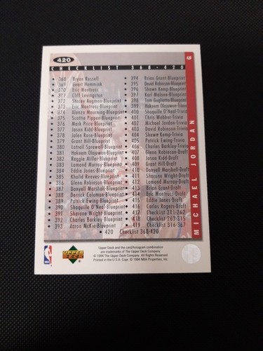 1994-95 Upper Deck Collectors Choice Checklist 368-420 Michael Jordan Card #420 - Imagen 4 de 12