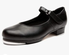 NLeahershoe Slide Buckle Leather Tap Shoes Dancing Shoes 5 Youth Tap Dance