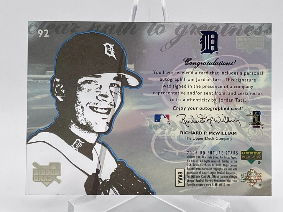 Jordan Tata 2006 Upper Deck Future Stars Clear Path to Greatness Auto #92 - Image 2 of 2