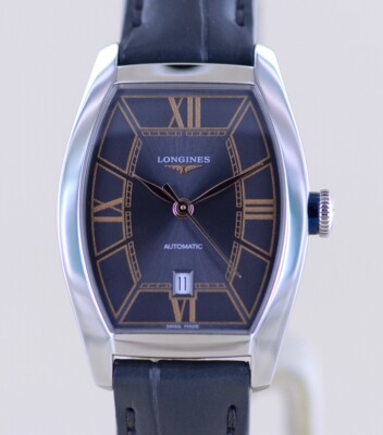 Longines Uhr Evidenza Dresswatch Grey roman Dial Automatic Tonneau B+P Neu