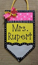PERSONALIZED PENCIL Teacher Sign Wood Plaque Door Wooden Thank You Gift Class