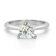 Trillion Cut 1.50Ct Diamond 14k White Gold Finish Engagement Ring in Size 6.5