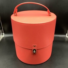 Vintage Everbest Hollywood Florida Wig Hat Box Travel Case Red W/9 Wigs  head