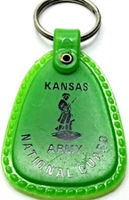 Vintage Keychain Kansas Army National Guard SALINA KANSAS Military Green K335