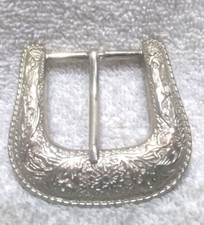Silver Engraved Flowers Western Cowboy Replacement Belt Buckle Great Vintage
