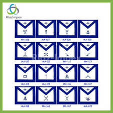 MASONIC BLUE LODGE OFFICER APRONS EMBROIDERED - SET OF 13