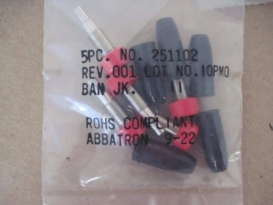 (Qtd. 5) Conectores de teste plugue banana Abbatron / HH Smith 251-102, conector, 15A - Imagem 2 de 2