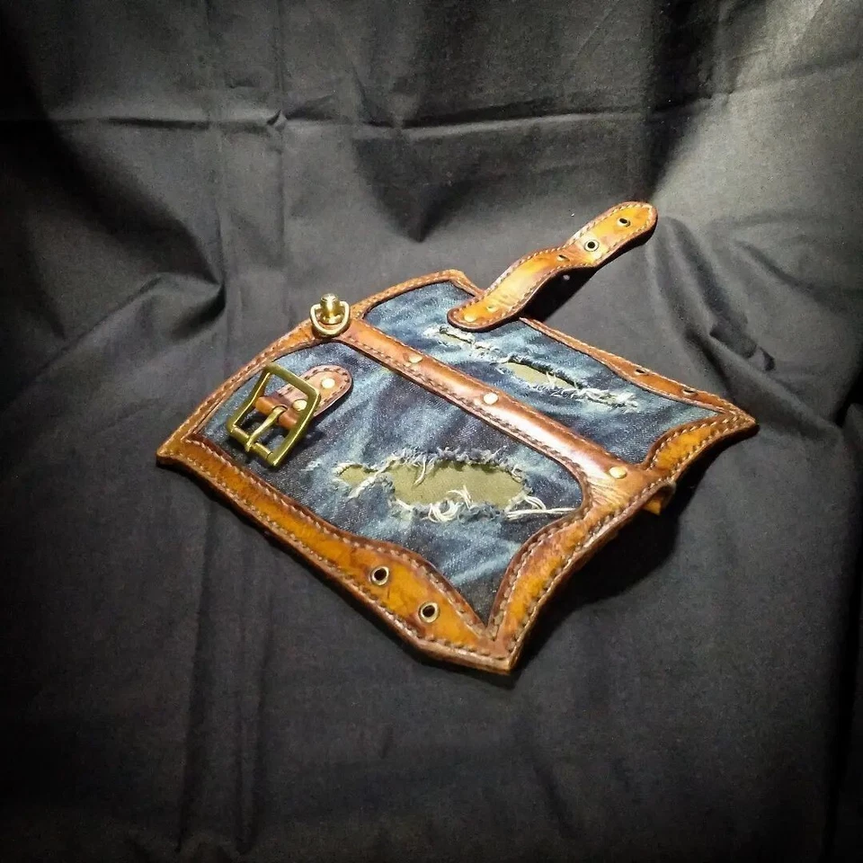 Denim Jeans Cartera Larga, Motocicleta Cuero Cartera, Camionero Cosido Hombre Cartera Foto 3 de 4