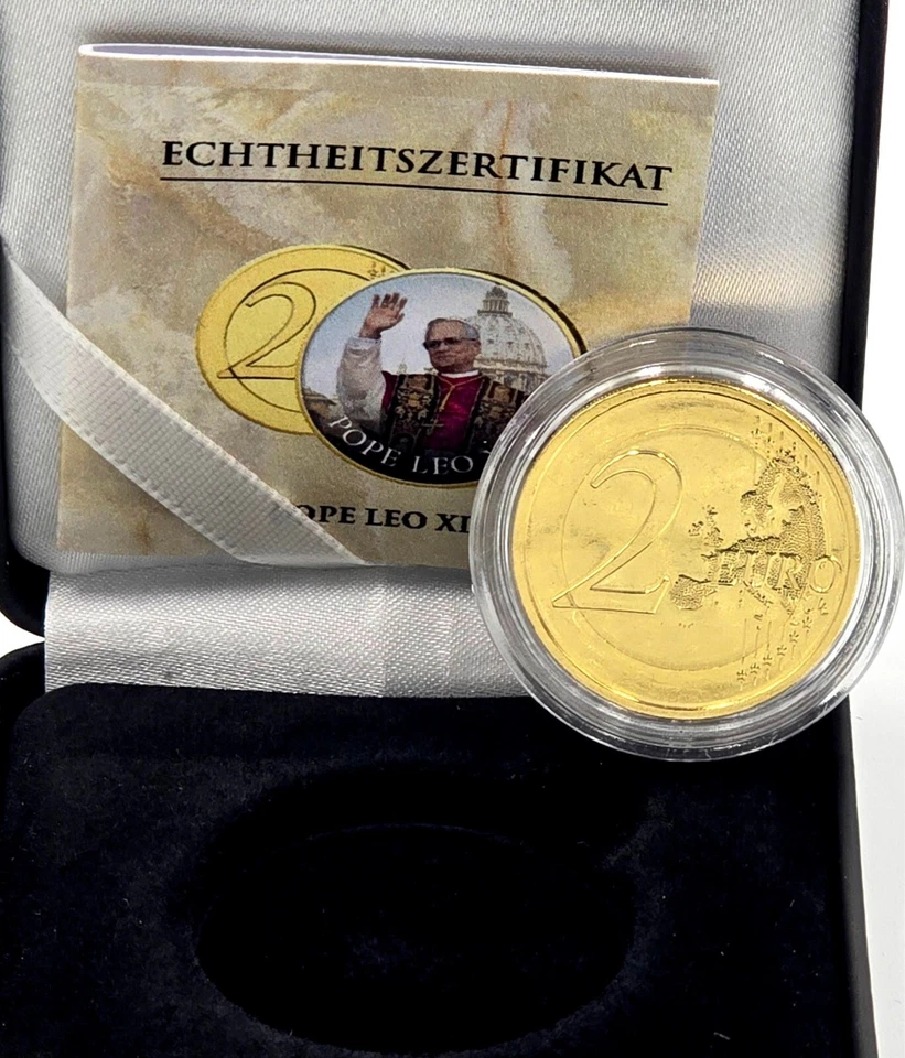 Pope Leo XIV 2 euro 2025 Gold Gilded color Coin - Image 3 of 4