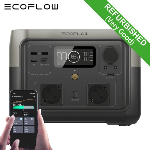 ECOFLOW Refurbished RIVER 2 MAX 512Wh Powerstation 500W Tragbare Solargenerator