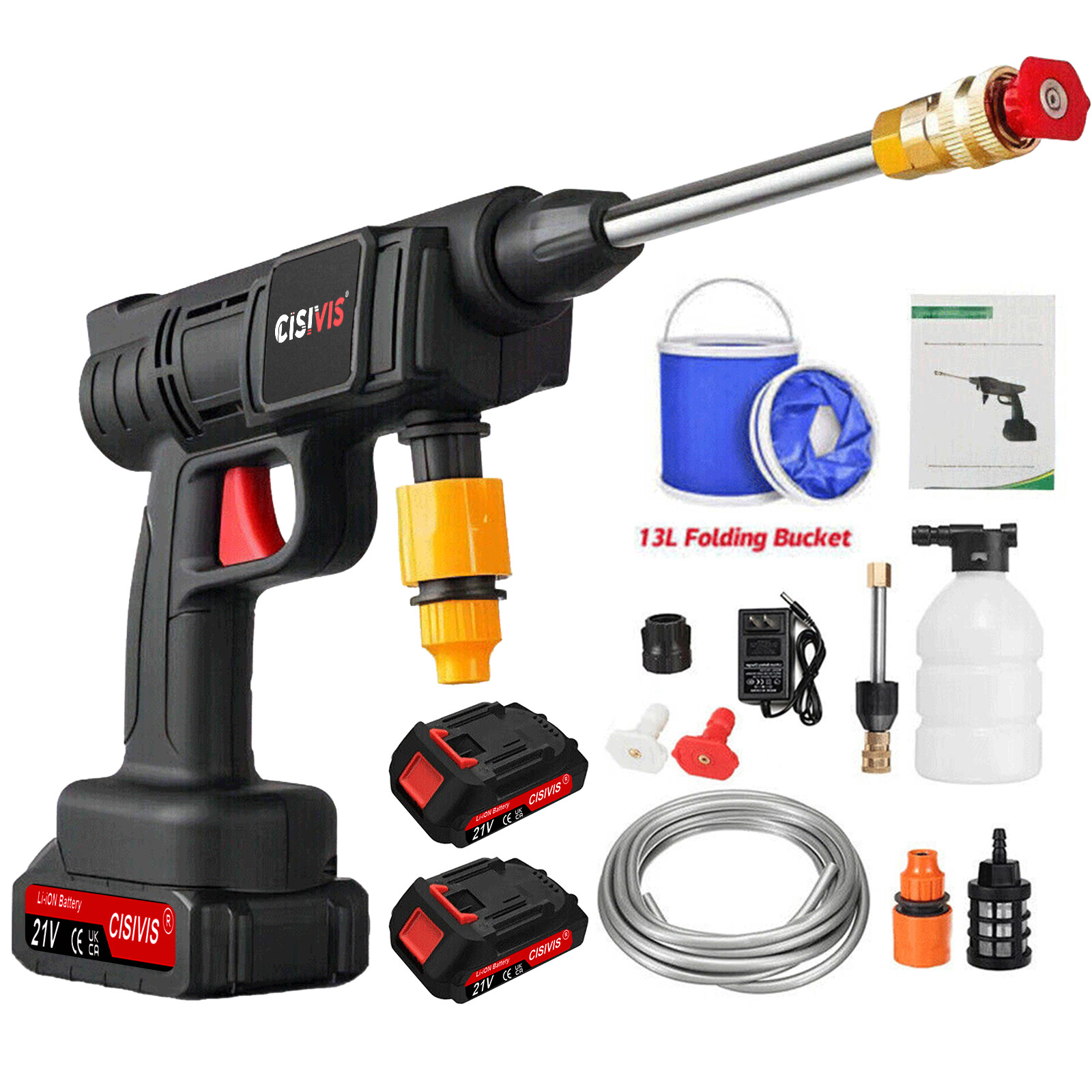 Cordless Electric High Pressure Water Spray Gun Portable Car Washer Cleaner Tool