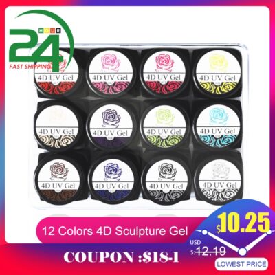12 Colors 4D Sculpture Gel Carving Gel Nail Polish Drawing Patterns DIY Flowers
