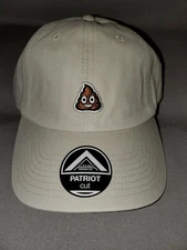POO EMOJI ALREADY DESIGN PATRIOT CUT STRAPBACK DAD HAT MENS KHAKI TAN NEW