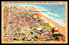 ATLANTIC CITY, Aerial View of Convention Hall & Auditorium--Linen Postcard G330