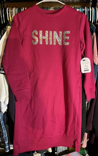 NWT Wonder Nation • Girls “Shine” Sweatshirt Dress Long Sleeve Size L (10-12)Red - Picture 3 of 3