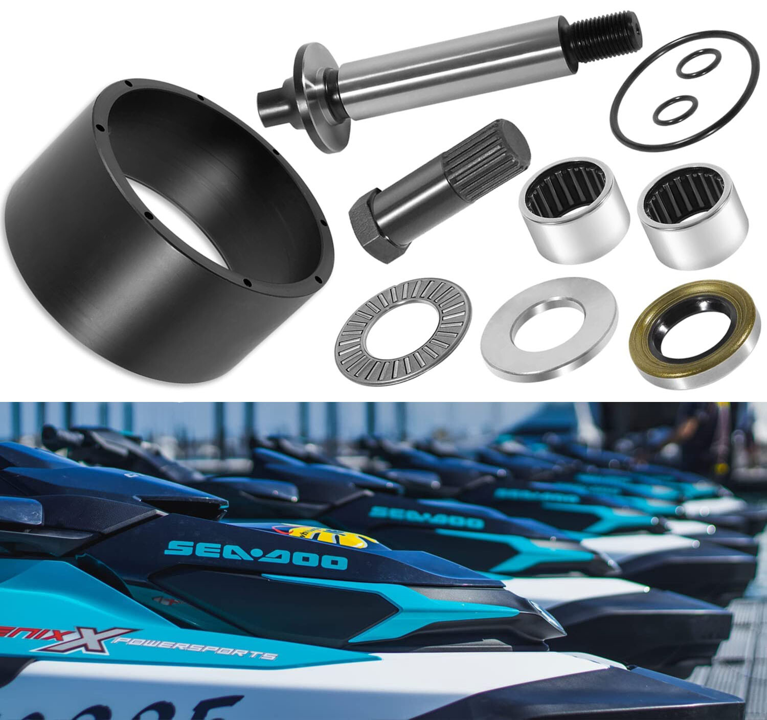 For SeaDoo Jet Pump Rebuild Kit Wear Ring Impeller Shaft Seal Oil RX DI - Foto 4