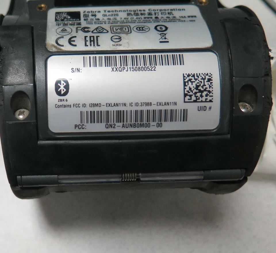 Zebra QLn220 Direct Thermal Printer QN2-AUNB0M00-00 w/AC Adapter Bluetooth - Image 4 of 4