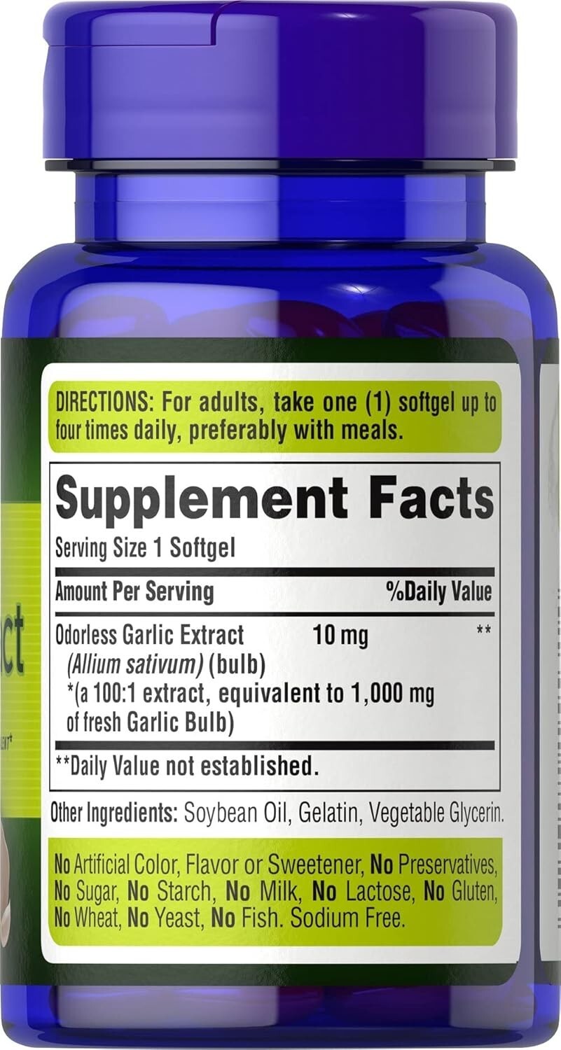 Odorless Garlic Extract 1000 Mg Cholesterol & Antioxidant Supplement