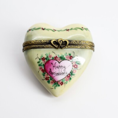 Retired 'Happy Anniversary' Limoges Porcelain Trinket Box by Rochard